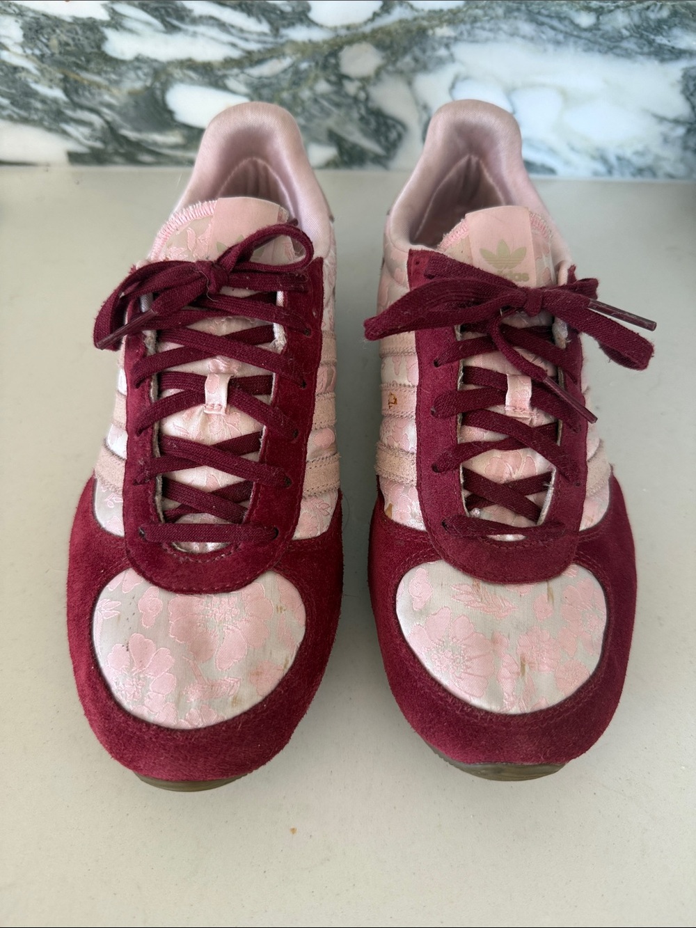 Adidas Pink and Burgundy Women's Floral Accent MIDIRU Sneakers Size 7